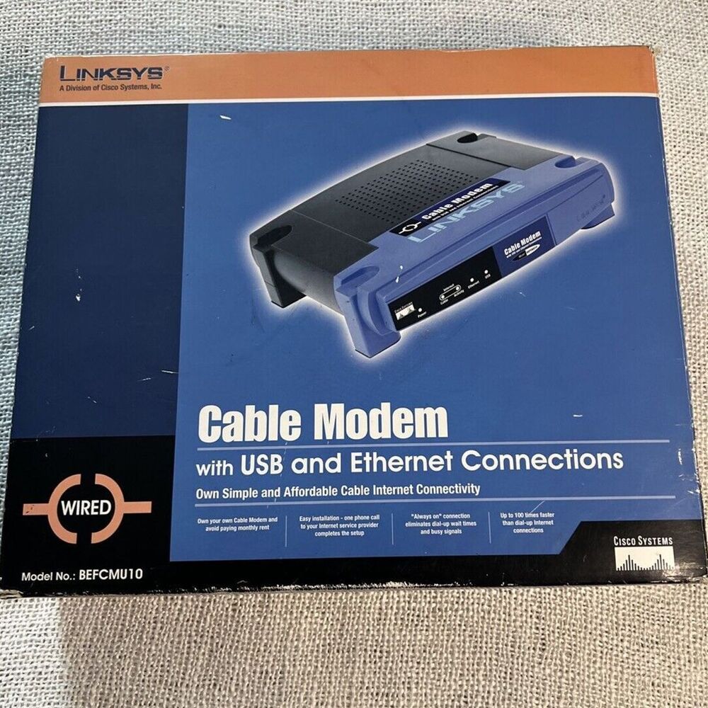 Linksys BEFCMU10 Cable Modem With USB & Ethernet Connections 42.88 Mbps